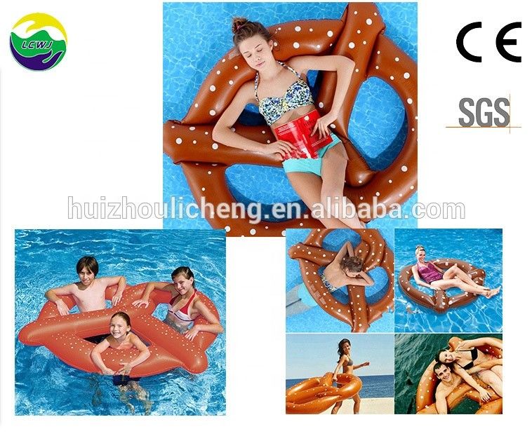 Grote brood water plezier PVC opblaasbare pretzel Float Ring zwembad Floats voor volwassenen