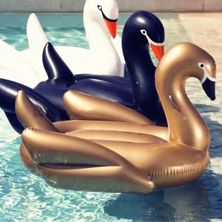 Zwarte opblaasbare zwaan zwemring voor feesttijd Flamingo luxe zwembad zweven voor volwassenen