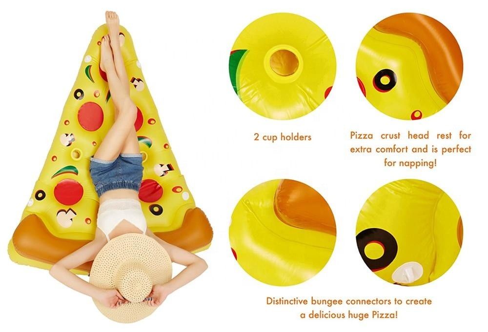 Buitenopblaasbaar zwembad Float 180 x 130 cm Zwem water blazen pizza slice voor houder