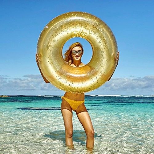 Glitter Gold 100kg Blow Up Ring zwembad opblaasbare transparante zwemring voor volwassenen