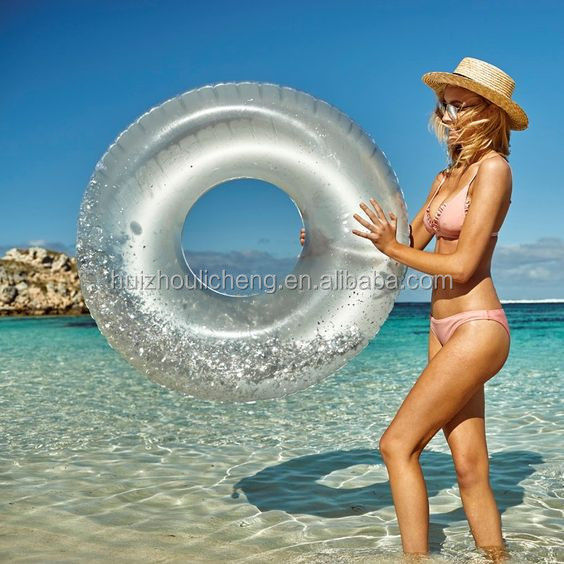 Glitter Gold 100kg Blow Up Ring zwembad opblaasbare transparante zwemring voor volwassenen
