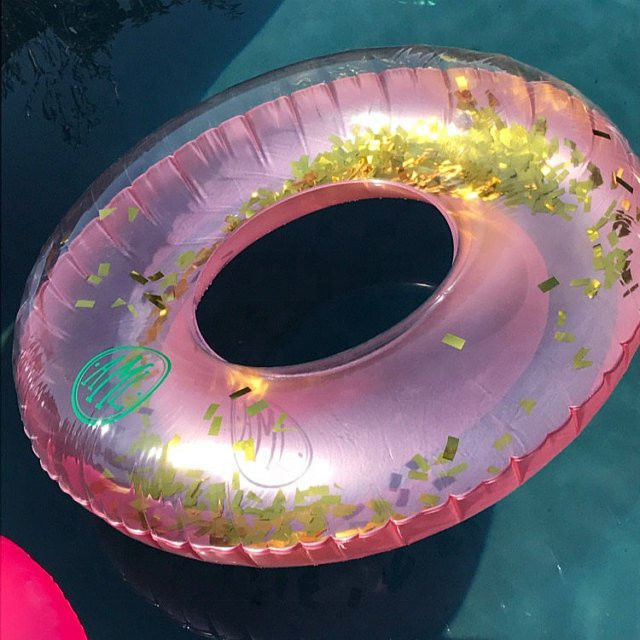 Glitter Gold 100kg Blow Up Ring zwembad opblaasbare transparante zwemring voor volwassenen