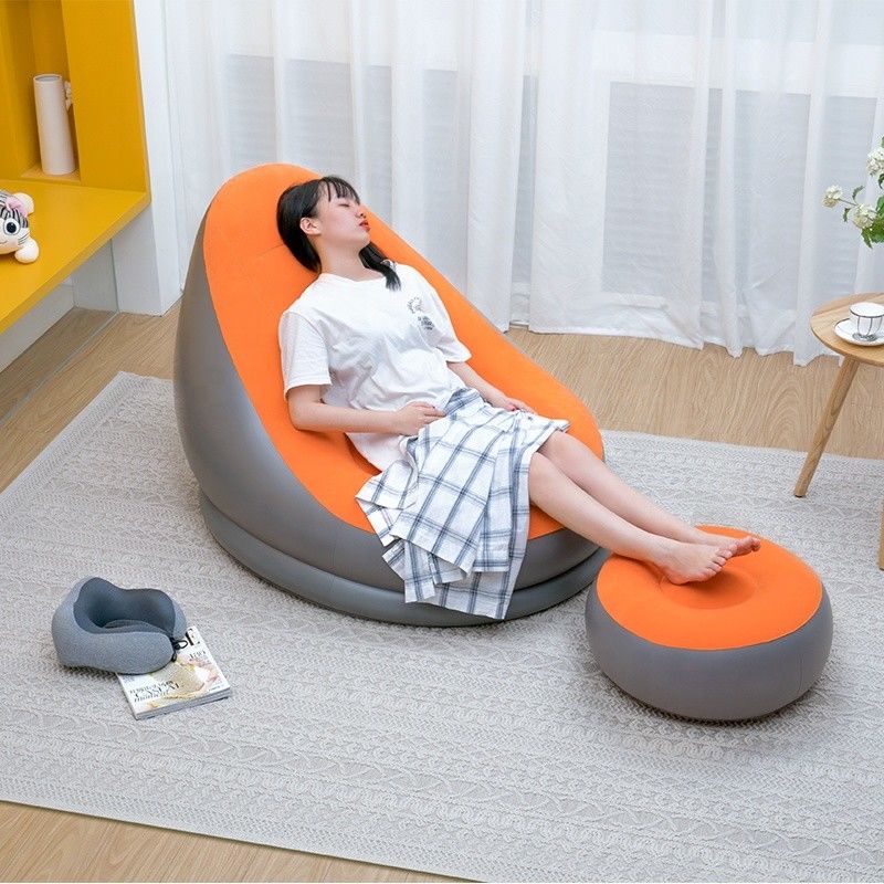 Flocked PVC Air Mattress Sofa Bed 110cm Outdoor Indoor Opblaasbaar Strandsofa