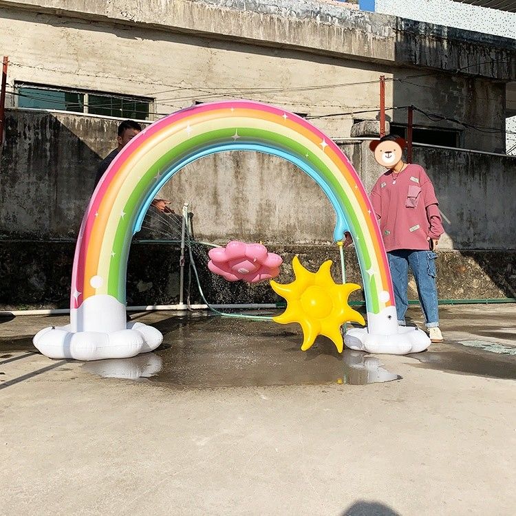 Opblaasbare gigantische strandbalsprinkler 6 voet water regenboog boog speelgoed voor baby's