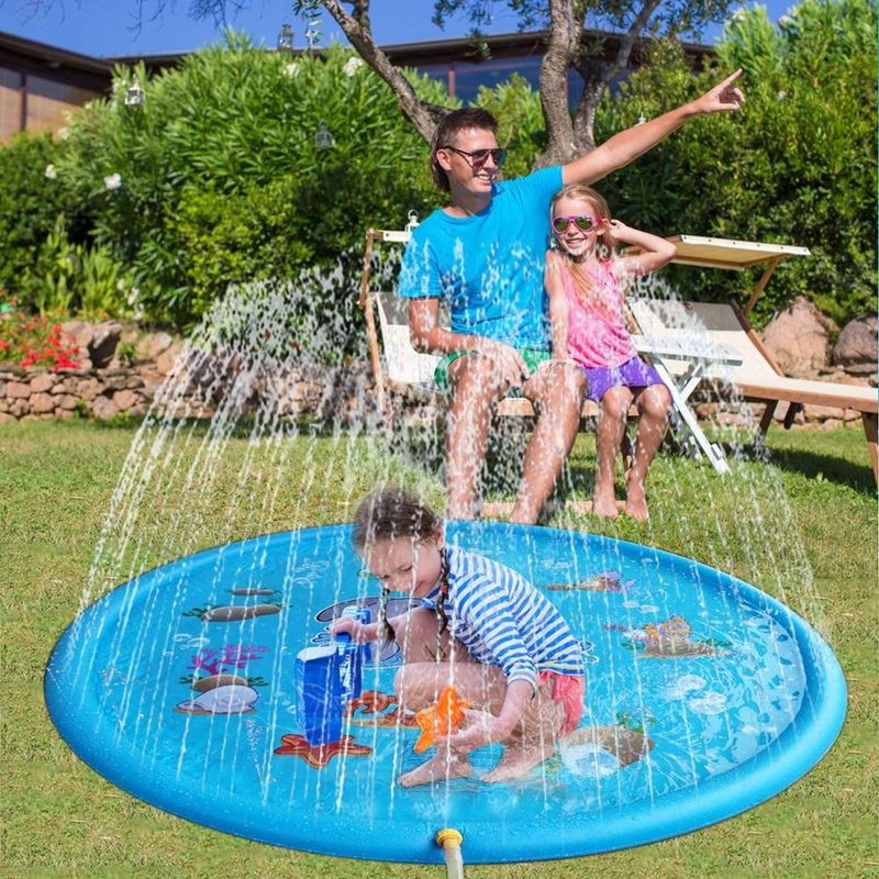68in opblaasbare waterbesproeier speelgoed op maat waterbesproeier zwembad mat voor outdoor party
