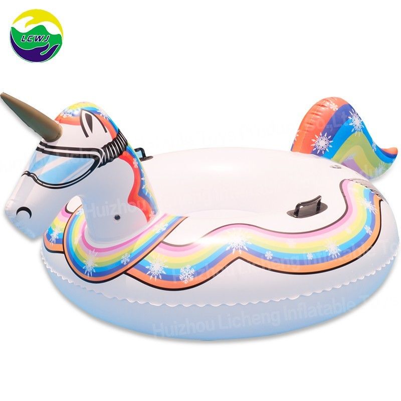 PVC winter opblaasbaar sneeuw speelgoed 190cm Air Unicorn sneeuw slee voor volwassenen