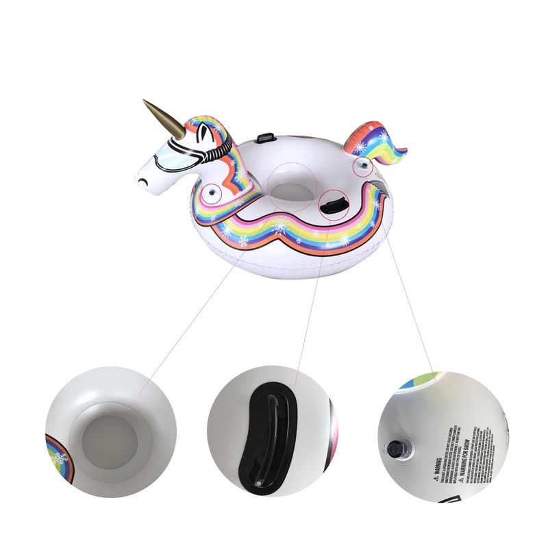 PVC winter opblaasbaar sneeuw speelgoed 190cm Air Unicorn sneeuw slee voor volwassenen