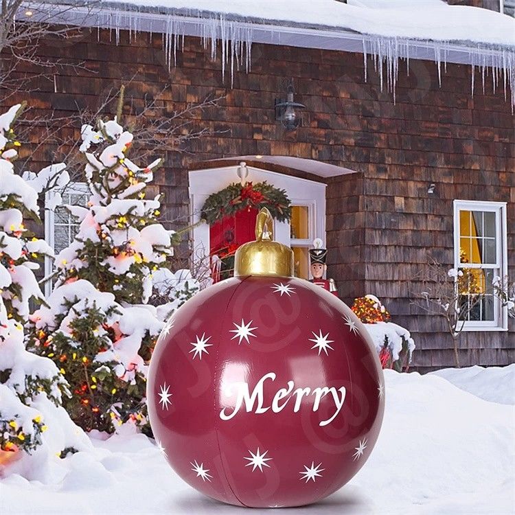 0.2mm Plastic Blow Up Sneeuw slee opblaasbare kerstbal ornament ballen 60cm