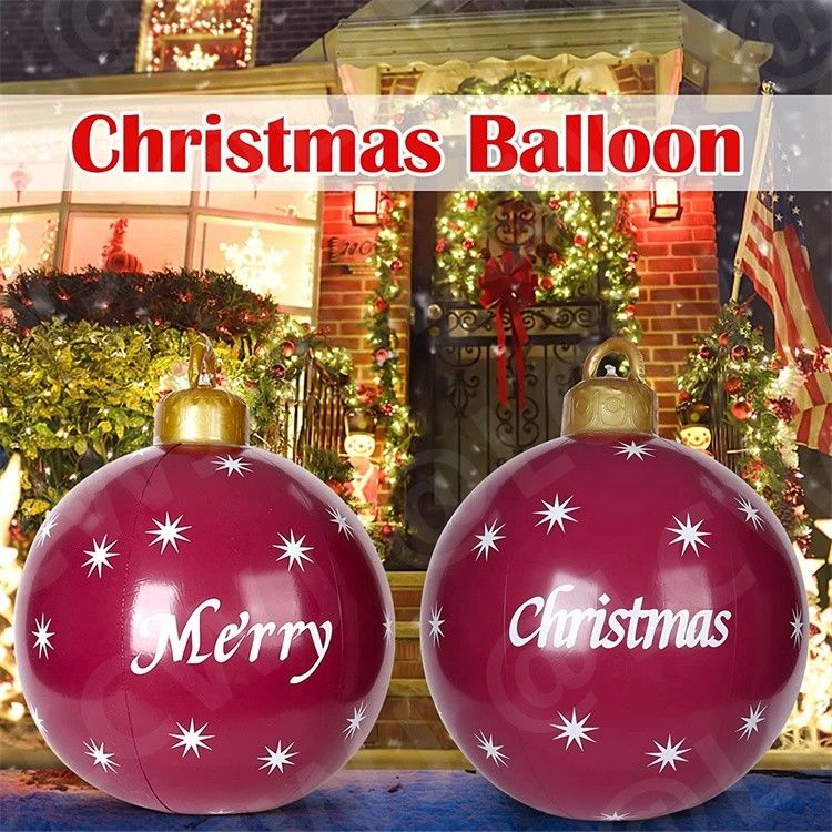 0.2mm Plastic Blow Up Sneeuw slee opblaasbare kerstbal ornament ballen 60cm