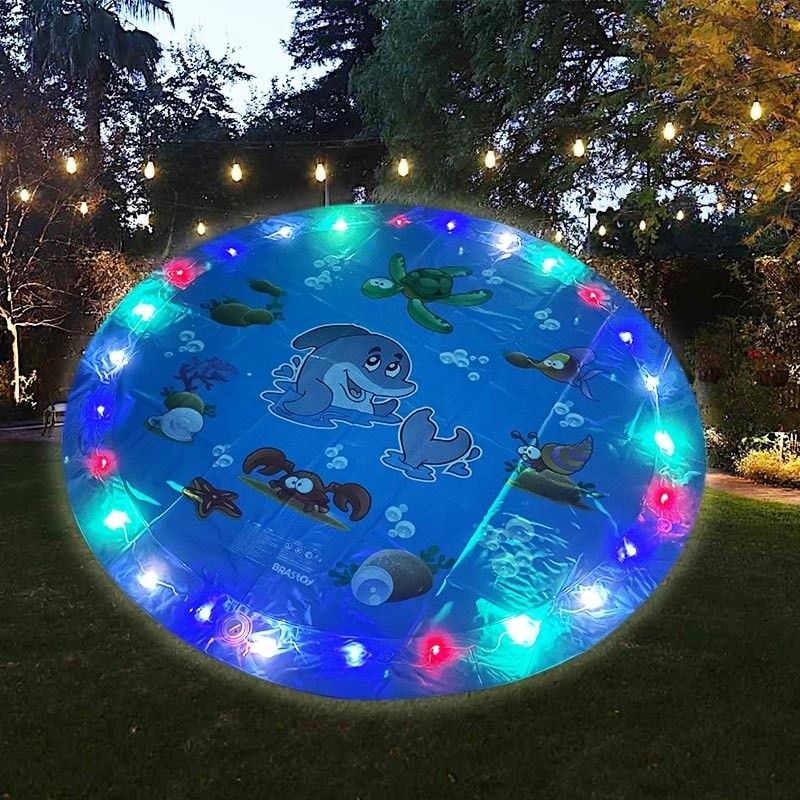 LC Upgraded Shinning Outdoor Sprinkler Pad Unisex Flash Splash Pad Met LED-licht