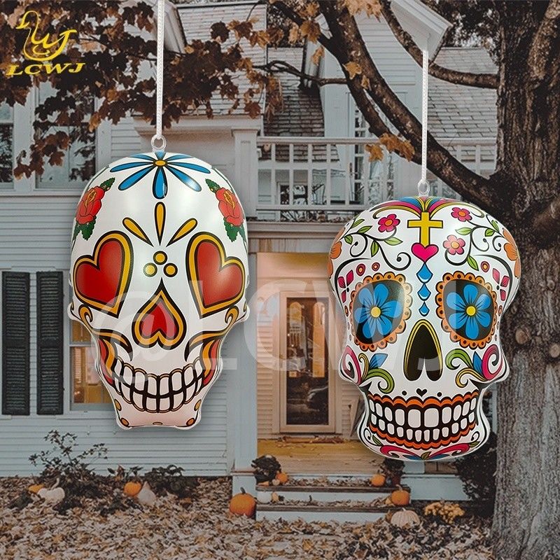 Softballiefhebbers 'Moet hebben opblaasbare Halloween Sugar Skull Decoration Voor Yard Garden