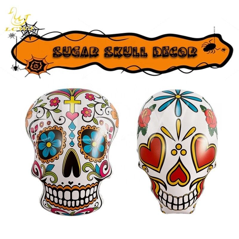 Softballiefhebbers 'Moet hebben opblaasbare Halloween Sugar Skull Decoration Voor Yard Garden
