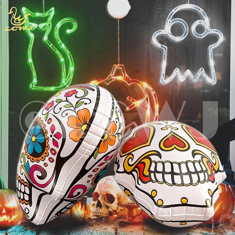 Softballiefhebbers 'Moet hebben opblaasbare Halloween Sugar Skull Decoration Voor Yard Garden