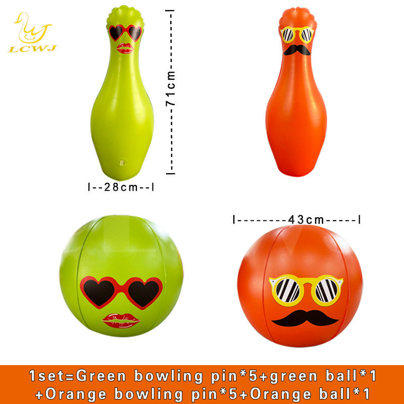 Unisex LC kleurrijke leuke grote tuin buitenspelletjes Jumbo bowlingbal en pinnen opblaasbare kids bowling set