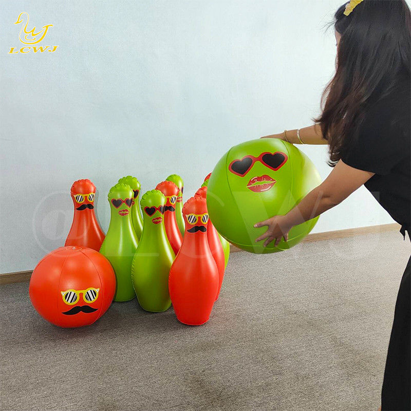 Unisex LC kleurrijke leuke grote tuin buitenspelletjes Jumbo bowlingbal en pinnen opblaasbare kids bowling set