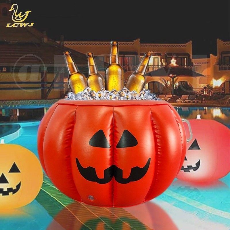 LC Halloween pompoen serveren buffet bar koeler voedsel container drank houder opblaasbare ijsbak voor zomer BBQ zwembad feest