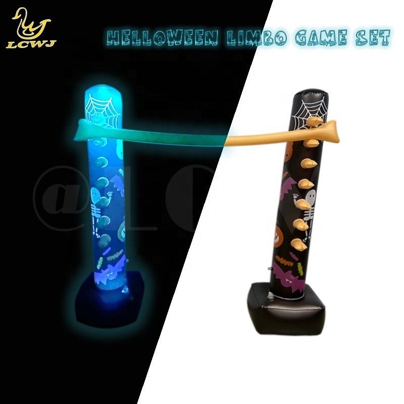 LC achtertuin games Indoor Holiday Fun Luminous Halloween Decor opblaasbaar Limbo spel met LED-licht voor volwassenen en familie