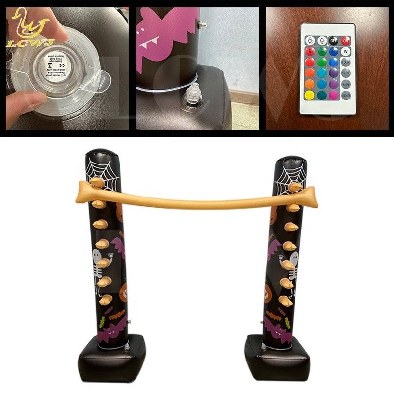 LC achtertuin games Indoor Holiday Fun Luminous Halloween Decor opblaasbaar Limbo spel met LED-licht voor volwassenen en familie